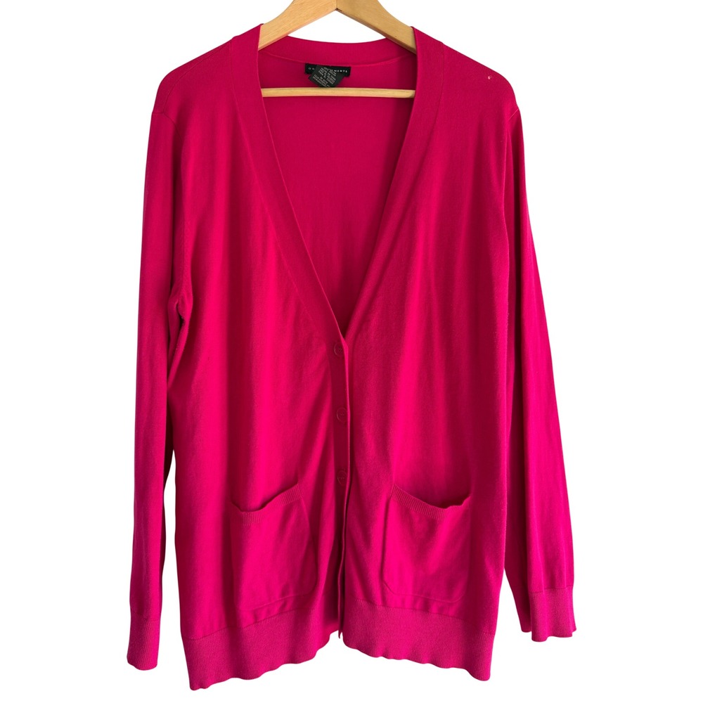 Grace Elements Womens XL Cardigan Powerful Pink V-Neck Button Front Knit Sweater
